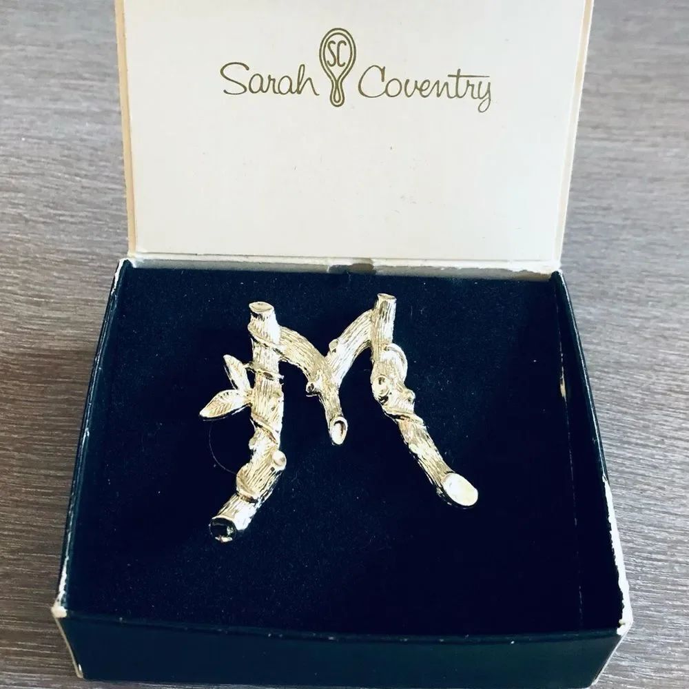 Vintage Sarah Coventry Silver “M” Initial Brooch Pin
